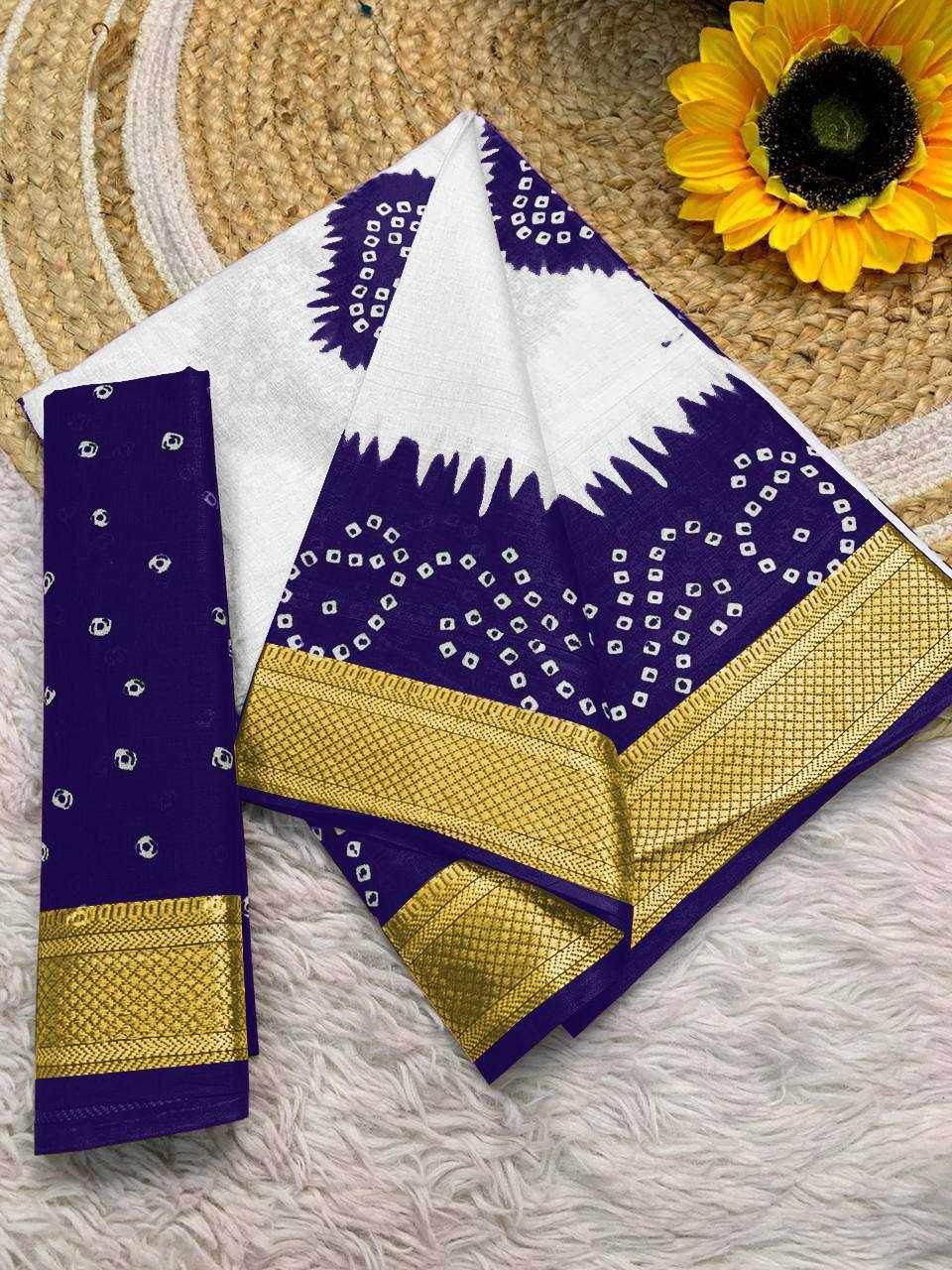 Bandhani Printed Cotton Sarees - MYLUXURY LANE ENTERPRISE